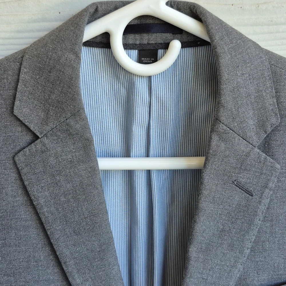 J CREW Ludlow Grey Solid Carpini Cloth Cotton Sz 34 S Mens Sport Coat‎ Blazer